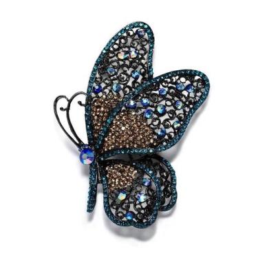 Imagem de Criativo strass exagerado borboleta broche feminino moda casaco acessó