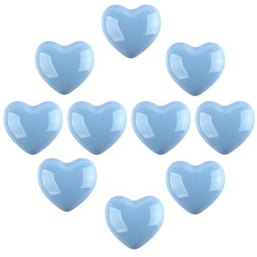 Imagem de Puxadores de cerâmica em forma de coração fofo da série azul, puxadores de móveis infantis para bebês cor doce para armário de porta, gaveta, armário, cômoda, escaninho, estante etc. com parafusos