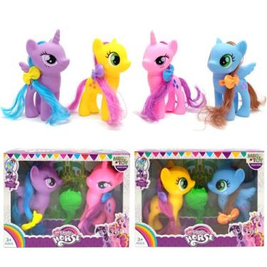 Imagem de Coleção com 4 Pequenas Pôneis Coloridas Brinquedo p/ Meninas - OM Util