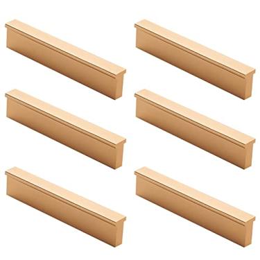 Imagem de Puxador dourado para armário de cozinha, pacote com 6 puxadores de gaveta de latão escovado de 12,7 cm, puxadores de móveis de quarto de barthroom, simplicidade moderna, para móveis modernos