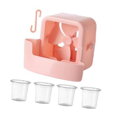 Imagem de IEUDNS Ventilador de gelo portátil para refrigeração doméstica silenciosa com gancho para ar condicionado e ventilador de agitação para resfriamento rápido, Rosa