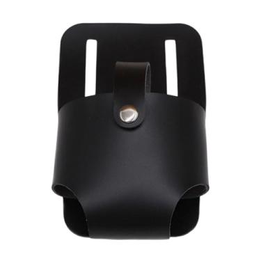 Imagem de IEUDNS Suporte de fita métrica para cinto, resistente, estiloso, carpinteiro, ferramenta conveniente, couro PU, artesanato, acessórios para encanadores, Preto
