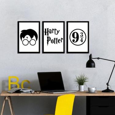 Imagem de Kit de Placas Decorativas Harry Potter Moldura Preta - Inove Papéis de