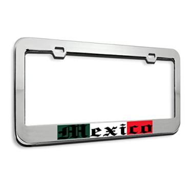 Imagem de Speedy Pros Porta-etiqueta de metal para placa de licença mexicana da bandeira do México