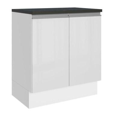 Imagem de Balcão 100% Mdf 70 Cm 2 Portas Frentes Branco Brilho Acordes Madesa Br