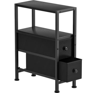 Imagem de Mesa lateral pequena e estreita com gavetas, mesa de canto fina para espaços pequenos, mesa de cabeceira fina com armazenamento, mesa de cabeceira de sofá na sala de estar, quarto, escritório, cozinha