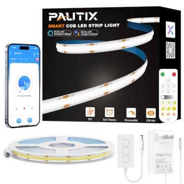 Imagem de PAUTIX Fita De Led Cob De 32,8 Pés/10 M, Funciona Com Alexa/Google Assistant, 4800 Leds Dailylight Branco 6000 K, Cri93+ Super Brilhante Alto Lúmen, Fita De Led Flexível Regulável De 24 V, Para Ilum