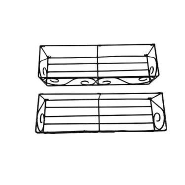 Imagem de Floreira Artesanal de Varanda em Ferro com 60 cm 2 Peças na cor Preta 