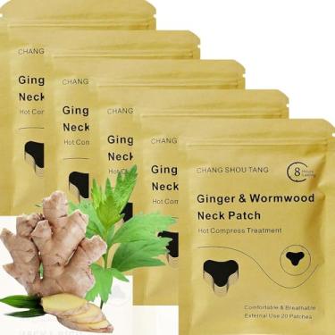 Imagem de Adesivo para pescoço, 100 peças, adesivo de gengibre e absinto, almofadas de autoaquecimento, tratamento de compressão quente para ombro, cintura, pulso, cotovelo, tornozelo, joelho, 9 x 13 cm, pacote