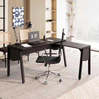 Imagem de Mesa L 1,35m p/ Escritório com Tampo Cavado e Pé Metal F5 - F5 Office 