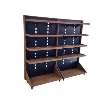 Imagem de Gondola Parede 170 Madeirado Ate 2 Metros 10 Bandejas