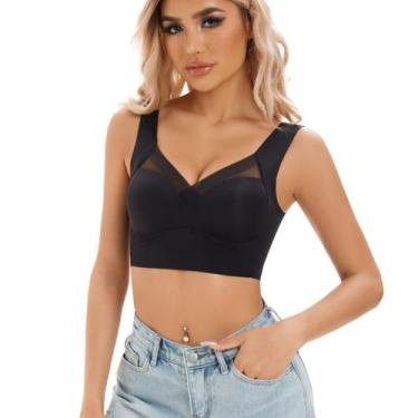 Imagem de Sutiã sem costura FHTECO Back Fat Smoothing Bra Plus Size Preto