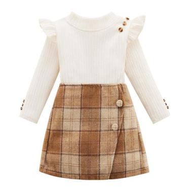 Imagem de Conjunto de roupas Patgoal Baby Girl Ruffle Ribbed de manga comprida