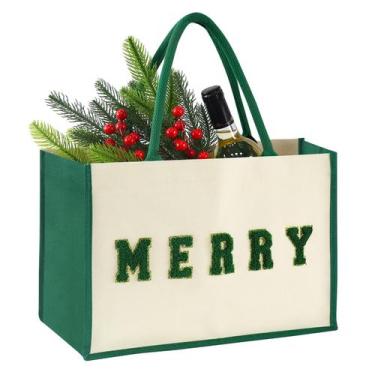 Imagem de Saco de presente de Natal de lona Sweet Lion 39x14x29 cm verde