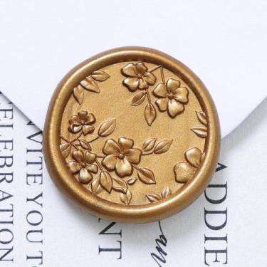 Imagem de Adesivos UNIQOOO Wax Seal, 50 unidades de begônia 3D, 3 cm de ouro