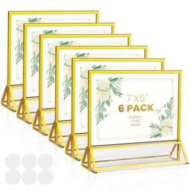 Imagem de Suporte de sinalização acrílico YOAEAILY 13x18cm Horizontal Dourado, p
