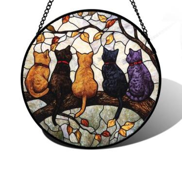 Imagem de Janela de vitral suspensa DASTOLL 25x25 cm Cat Design