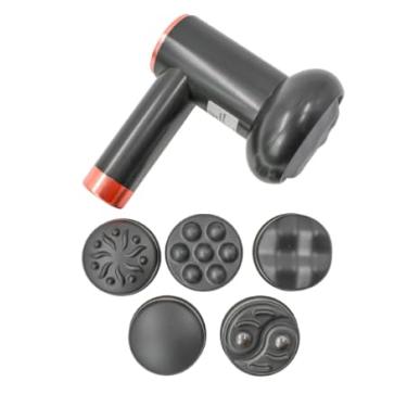 Imagem de Massageador Elétrico Muscular Corporal Recarregável USB 5 em 1 com 6 Níveis de Intensidade e 5 Cabeças Intercambiáveis – Alívio de Dores, Relaxamento e Recuperação Muscular- Preto
