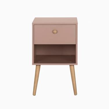 Imagem de Mesa de Cabeceira IVVIE 1 Gaveta 1 Nicho 43 cm x 40 cm Rosa Blush