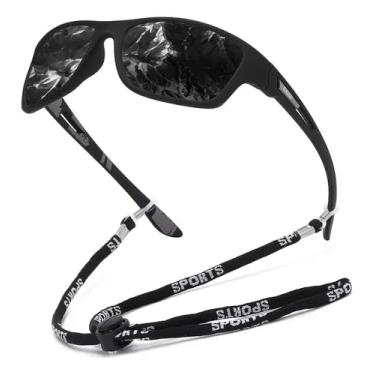 Imagem de Óculos De Sol Polarizado Sport Espelhado Anti Reflexo Preto Fume com Case de proteção e Flanela