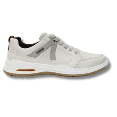 Imagem de Sapatênis Pegada Masculino Couro Sneaker Conforto Original - Milk Gelo - 44