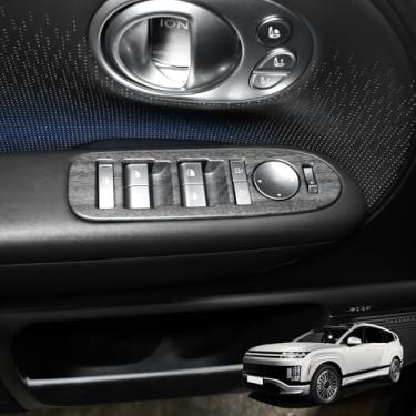 Imagem de YOUTOOCAR Capas de interruptor de fechadura de porta compatíveis com acessórios Hyundai IONIQ 9 (grão de madeira)