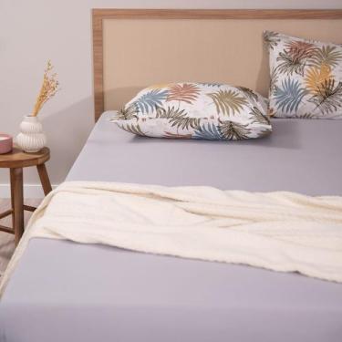 Imagem de Jogo De Lençol Micro Percal Santista 3 Pçs Queen New Cinza Florido