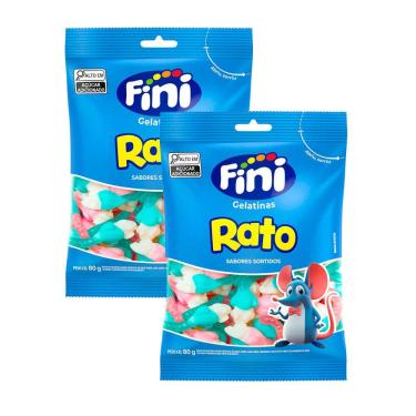 Imagem de Kit 2 Balas Fini Gelatinas Rato Sabores 80g