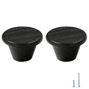 Imagem de Evionlin 2 puxadores de gaveta de madeira ASH pretos de 4 cm puxadores de armário de madeira para puxadores de cômoda de cozinha ou quarto