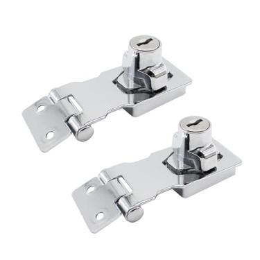 Imagem de Lamvbls 2 peças de trava de ferrolho com chave de 6 cm com chave semelhante para armários e portas pequenas, design de botão giratório, travas de segurança de metal - prata