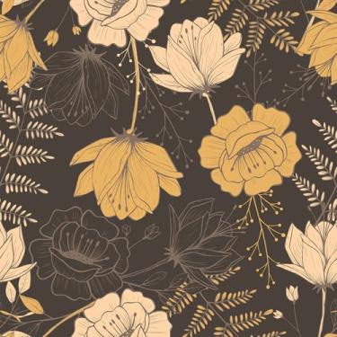 Imagem de VEELIKE Papel de parede floral marrom mudo, descasque e cole Moody Fall Flower Papel de parede para locatários de casa de fazenda 43 cm x 900 cm, papel de parede autoadesivo Boho papel de parede