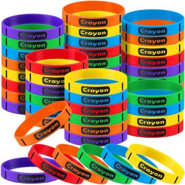 Imagem de Pulseiras de borracha Simgoing Crayon Theme Silicone 60 unidades
