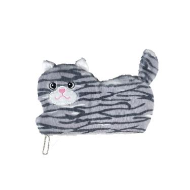 Imagem de Estojo de lápis, fofo, listrado, pelúcia, bolso para caneta com zíper