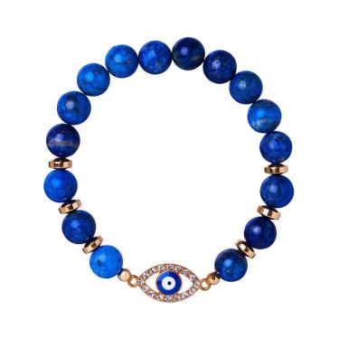 Imagem de Pulseira Natural Lapis Lazuli Evil Eye Protection 8 mm, miçangas