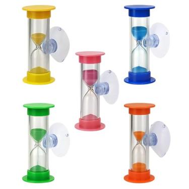 Imagem de Pacote com 5 Temporizadores de Areia de 2 Minutos, Temporizadores de Escova de Dentes Coloridos com Ventosas, Temporizador de Ampulheta de Plástico para Escovação de Dentes, Sala de Aula, Jogos