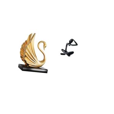 Imagem de Fenteer Coleção de Estátuas Decorativas de Cisne Pensador, Peça de Arte Moderna, Escultura Animal, Ornamento Abstrato para Sala de Estar, Prateleira, Mesa, Ar