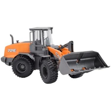 Imagem de Trator Pá Carregadeira com Pneus de Borracha, Laranja, 30cm, Brinquedo de Construção Realista