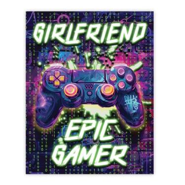Imagem de Stuff4 Pôster de aniversário de namorada sem moldura - Epic Gamer - Presentes exclusivos de feliz aniversário para namorada do namorado parceiro, decoração de aniversário de 20 x 25 cm