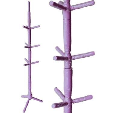 Imagem de Cabideiro de Chão em Madeira com 10 Ganchos | Cabideiro para Roupas Artesanal e Resistente, 1.65m de Altura(Lilas)