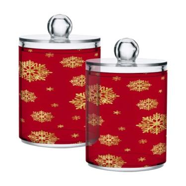 Imagem de STAYTOP 4 frascos de boticário Qtip para banheiro com etiquetas – Recipiente de armazenamento Qtip de plástico transparente para bola de algodão, cotonete, grão de café e floco de neve de Natal