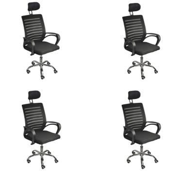 Imagem de Kit 4 Cadeiras de Escritório Diretor Roma com Apoio