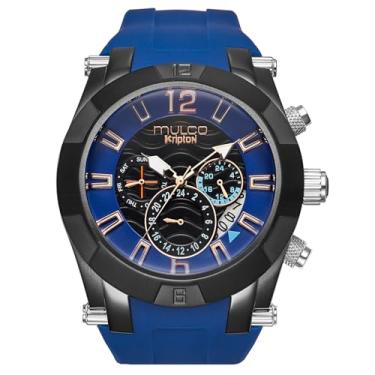 Imagem de MULCO Relógios masculinos – Kripton Viper - caixa de aço inoxidável de 46 mm, preto com pulseira de silicone, movimento multifuncional de quartzo para dia e data, mostrador analógico - detalhes em