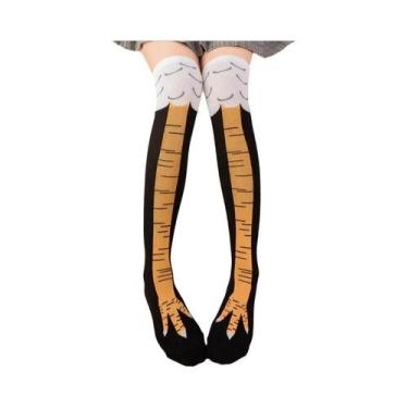 Imagem de Meias Longas Engraçadas Com Estampa De Pata De Galinha Para Meninas Do