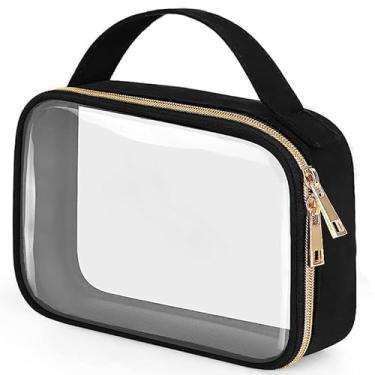 Imagem de Bolsa organizadora de maquiagem portátil transparente - bolsa de armazenamento de batom e cuidados com a pele de grande capacidade, organizador de higiene pessoal de viagem (preto)