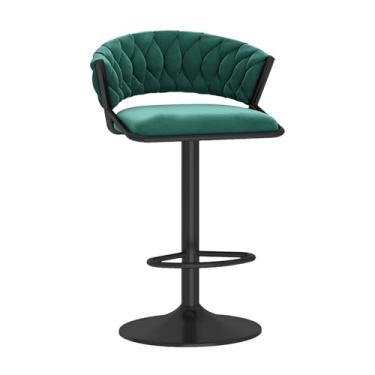 Imagem de Bancos de bar giratórios, 1 peça, banquetas de veludo ajustáveis para cozinha, ilha, sala de jantar, cadeiras de bar modernas com encosto trançado