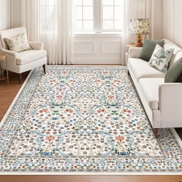 Imagem de GarveeHome Tapete de área de 22 x 30,5 cm, tapete para sala de estar, antiderrapante, lavável, tapete macio, resistente a manchas, tapete fino para quarto, sala de jantar, berçário, sala de jogos