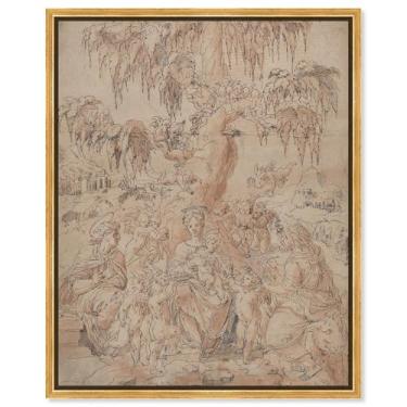 Imagem de Art Remedy Madonna and Child with Saints John and Luke Canvas Classic Sketches, moldura dourada, 51 x 61 cm