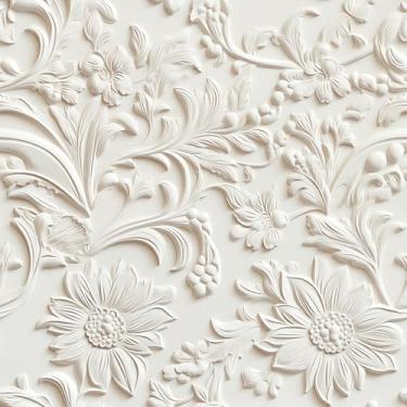 Imagem de Wallderful Papel de parede floral bege creme falso 3D em relevo para parede de destaque removível moderno margarida papel de contato autoadesivo natureza para quarto e banheiro