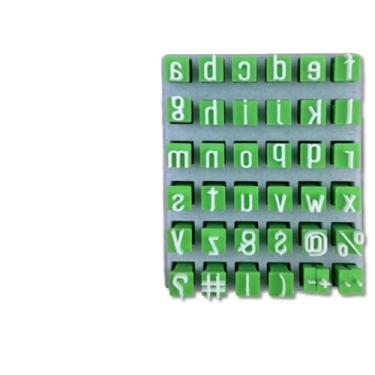 Imagem de QZAVIRE Carimbos de argila, alfabeto, números e símbolos, acessórios de molde do alfabeto feitos à mão para decoração de cerâmica 36 peças carimbos letras para argila com caixa de armazenamento (verde
