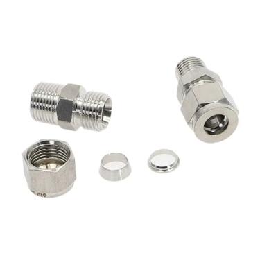 Imagem de 1/20.3 cm 1/10.2 cm 3/20.3 cm 1/5.1 cm rosca macho x 6 8 10 12 mm OD tubo 304 SS conector de encaixe de tubo de virola dupla aço inoxidável (12 mm, 1/5.1 cm)